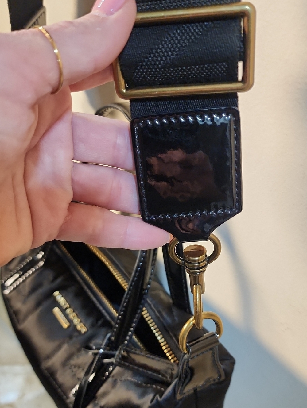 Kurt Geiger London Satin Nylon XS UJ Shopper Patent Leather Crossbody Purse - Picture 13 of 14